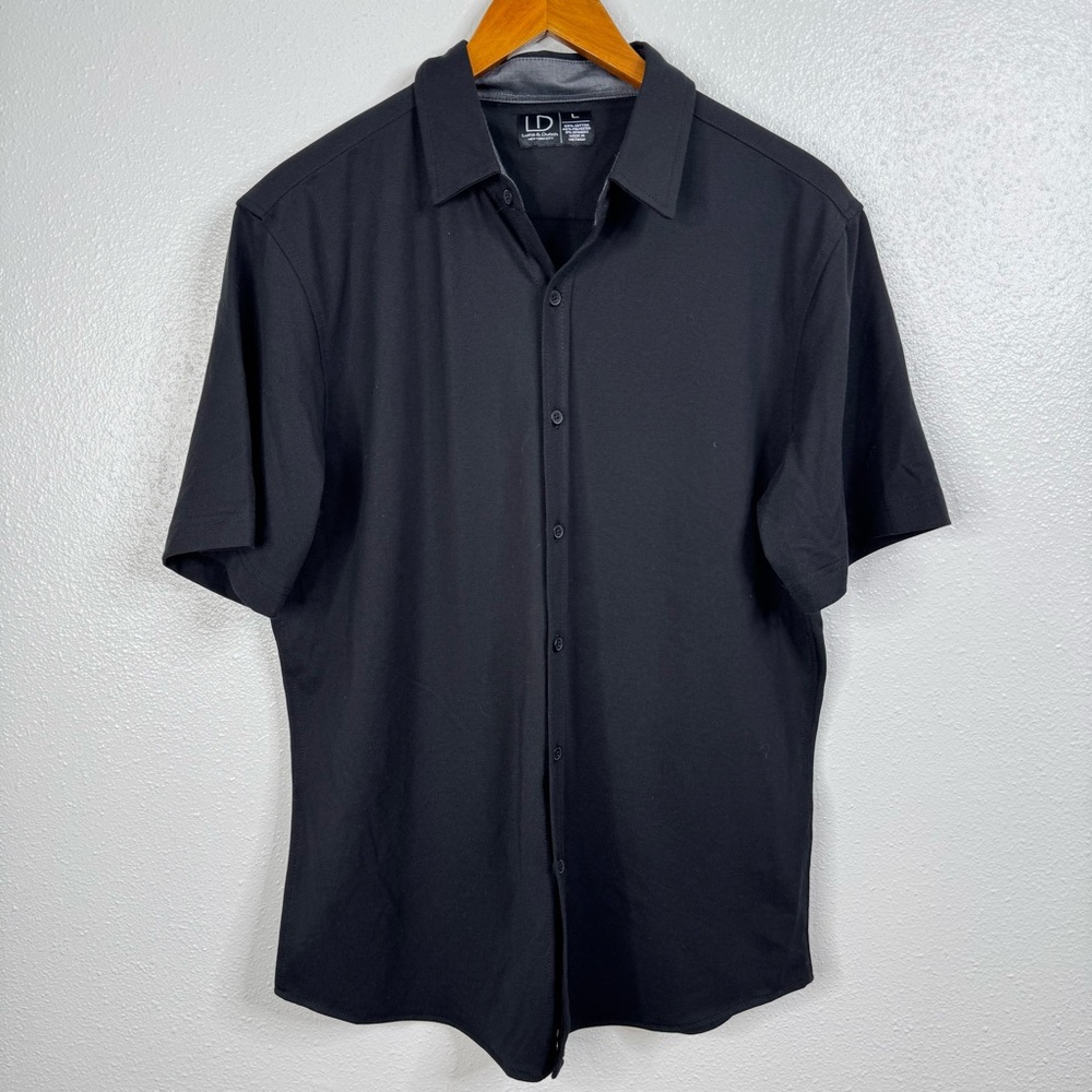 Luke & Dutch New York City Black‎ Short Sleeve Button Down Shirt Size Large